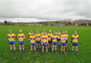 29 January 2012; The Clare team stand for the playing of the National Anthem. Waterford Crystal Cup Hurling, Preliminary Round, Clare v Waterford Institute of Technology, O'Garney Park, Sixmilebridge, Co. Clare. Picture credit: Ray McManus / SPORTSFILE