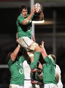28 January 2012; Mike McCarthy, O2 Ireland Wolfhounds, wins possession for his side in a lineout. England Saxons v O2 Ireland Wolfhounds, Sandy Park, Exeter, Devon, England. Picture credit: Matt Impey / SPORTSFILE