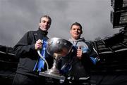 30 January 2012; In attendance at the launch of the Allianz Football Leagues 2012 are Donegal manager Jim McGuinness and Dublin footballer Kevin McManamon, right. Launch of the Allianz Football Leagues 2012, Croke Park, Dublin. Photo by Sportsfile