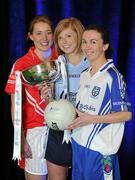 31 January 2012; In attendance at the launch of the 2012 Bord Gáis Energy Ladies Gaelic National Football League are, from left, Rena Buckley, Cork, Gemma Fay, Dublin and Sharon Courtney, Monaghan. Croke Park, Dublin. Picture credit: Brendan Moran / SPORTSFILE