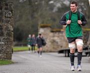 31 January 2012; Ireland's Peter O'Mahony arrives at squad training ahead of his side's RBS Six Nations Rugby Championship game against Wales on Sunday. Ireland Rugby Squad Training, Carton House, Maynooth, Co. Kildare. Picture credit: Stephen McCarthy / SPORTSFILE