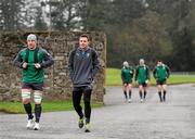 31 January 2012; Ireland's Sean O'Brien, left, and Tommy Bowe arrive at squad training ahead of their side's RBS Six Nations Rugby Championship game against Wales on Sunday. Ireland Rugby Squad Training, Carton House, Maynooth, Co. Kildare. Picture credit: Stephen McCarthy / SPORTSFILE