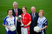 31 January 2012; In attendance at the launch of the 2012 Bord Gáis Energy Ladies Gaelic National Football League are, from left, Sharon Courtney, Monaghan, Ger Cunningham, Sports Sponsorship Manager, Bord Gáis Energy, Rena Buckley, Cork, Pat Quill, President, Ladies Gaelic Football Association, and Gemma Fay, Dublin. Croke Park, Dublin. Picture credit: Brendan Moran / SPORTSFILE