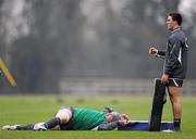 31 January 2012; Ireland's Sean O'Brien and Eoin O'Malley, right, during squad training ahead of their RBS Six Nations Rugby Championship game against Wales on Sunday. Ireland Rugby Squad Training, Carton House, Maynooth, Co. Kildare. Picture credit: Stephen McCarthy / SPORTSFILE