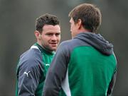 31 January 2012; Ireland's Fergus McFadden, left, and Ronan O'Gara during squad training ahead of their side's RBS Six Nations Rugby Championship game against Wales on Sunday. Ireland Rugby Squad Training, Carton House, Maynooth, Co. Kildare. Picture credit: Stephen McCarthy / SPORTSFILE