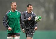 31 January 2012; Ireland's Rob Kearney and Stephen Ferris, left, during squad training ahead of their side's RBS Six Nations Rugby Championship game against Wales on Sunday. Ireland Rugby Squad Training, Carton House, Maynooth, Co. Kildare. Picture credit: Stephen McCarthy / SPORTSFILE