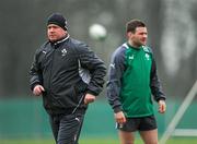 31 January 2012; Ireland head coach Declan Kidney, left, and Fergus McFadden during squad training ahead of their RBS Six Nations Rugby Championship game against Wales on Sunday. Ireland Rugby Squad Training, Carton House, Maynooth, Co. Kildare. Picture credit: Stephen McCarthy / SPORTSFILE