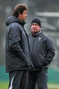 31 January 2012; Ireland head coach Declan Kidney, right, and forwards coach Gert Smal during squad training ahead of their RBS Six Nations Rugby Championship game against Wales on Sunday. Ireland Rugby Squad Training, Carton House, Maynooth, Co. Kildare. Picture credit: Stephen McCarthy / SPORTSFILE