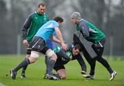 31 January 2012; Ireland's Shane Jennings with support of Donncha Ryan, left, in action against Tommy Bowe, right, during squad training ahead of their RBS Six Nations Rugby Championship game against Wales on Sunday. Ireland Rugby Squad Training, Carton House, Maynooth, Co. Kildare. Picture credit: Stephen McCarthy / SPORTSFILE