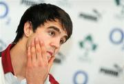 31 January 2012; Ireland's Conor Murray during a press conference ahead of his side's RBS Six Nations Rugby Championship game against Wales on Sunday. Ireland Rugby Squad Press Conference, Carton House, Maynooth, Co. Kildare. Picture credit: Stephen McCarthy / SPORTSFILE
