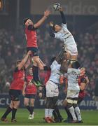 21 January 2017; Billy Holland of Munster and Matthieu Voisin of Racing 92 contest a lineout during the European Rugby Champions Cup Pool 1 Round 6 match between Munster and Racing Metro 92 at Thomond Park in Limerick.  Photo by Brendan Moran/Sportsfile