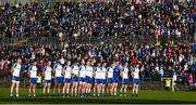 20 May 2017; The Monaghan team stand for the national anthem the Ulster GAA Football Senior Championship Preliminary Round match between Monaghan and Fermanagh at St Tiernach's Park in Clones, Co. Monaghan. Photo by Oliver McVeigh/Sportsfile