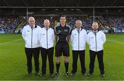 3 June 2017; Referee Seán Hurson with his umpires ahead of the Leinster GAA Football Senior Championship Quarter-Final match between Dublin and Carlow at O'Moore Park, Portlaoise, in Co. Laois.  Photo by Ray McManus/Sportsfile