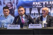 14 June 2017; Carl Frampton, centre, with trainers Shane, left, and Barry McGuigan during a Press Conference at Europa Hotel, in Belfast.  Photo by Matt Browne/Sportsfile