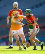 10 June 2017; David English of Carlow in action against Ciarán Clarke of Antrim during the Christy Ring Cup Final match between Antrim and Carlow at Croke Park in Dublin. Photo by Piaras Ó Mídheach/Sportsfile