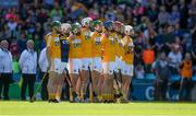 10 June 2017; Antrim players stand for The National Anthem before the Christy Ring Cup Final match between Antrim and Carlow at Croke Park in Dublin. Photo by Piaras Ó Mídheach/Sportsfile