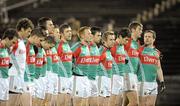 27 January 2012; The Mayo team during the National Anthem. FBD Insurance League Home Final, N.U.I. Galway v Mayo, McHale Park, Castlebar, Co. Mayo. Photo by Sportsfile
