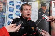 1 February 2012; Down manager James McCartan speaking at the Belfast launch of the 2012 Allianz Football Leagues. Belfast Launch of the Allianz Football Leagues 2012, Europa Hotel, Belfast, Co. Antrim. Picture credit: Oliver McVeigh / SPORTSFILE