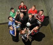 1 February 2012; Billy Finn, AIB Bank, with Uachtarán CLG Criostóir Ó Cuana and club captains, clockwise from top right, Danny Flynn, Charleville, Cork, Ciaran Delaney, St. Patrick's, Kilkenny, junior hurling, Karl Lawler, Mount Leinster Rangers, Ryan Gaffney, Middleton, Armagh, intermediate hurling, Eoin Joyce, Clonbur, Galway, Cathal O'Neill, Derrytresk, Tyrone, junior football, and Damien Murphy, Milltown Castlemaine, Kerry, Michael Conroy, Davitts, Mayo, Intermediate football, in advance of the AIB GAA Hurling and Football Junior and Intermediate Club Championship Finals on Saturday 11th and Sunday 12th February in Croke Park. Croke Park, Dublin. Picture credit: Pat Murphy / SPORTSFILE