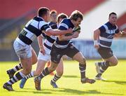 1 February 2012; Gearoid Lyons, Cresent CC, is tackled by John Fitzgerald, PBC. Avonmore Munster Schools Rugby Senior Cup, Round 1, PBC v Cresent CC, Musgrave Park, Cork. Picture credit: Matt Browne / SPORTSFILE