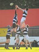 1 February 2012; Ross McCarthy, PBC, takes the ball in the lineout ahead of Cormac Blake, Cresent CC. Avonmore Munster Schools Rugby Senior Cup, Round 1, PBC v Cresent CC, Musgrave Park, Cork. Picture credit: Matt Browne / SPORTSFILE