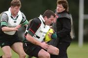 13 June 2002; Anthony Foley, centre, in action against Simon Easterby, left, and Shane Byrne during an Ireland Rugby Squad Training Session at Peter Johnstone Park in Mosgiel, Otago, New Zealand. Photo by Matt Browne/Sportsfile