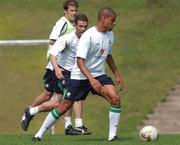 13 June 2002; Steven Reid, centre, alongside team-mates Mark Kinsella and Kenny Cunningham during a Republic of Ireland training session at Sangok-dong Military Sports Facility in Seoul, South Korea. Photo by David Maher/Sportsfile