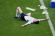 15 June 2002; Gary Breen relaxes during a training session at Suwon World Cup Stadium in Suwon, South Korea, prior to their FIFA World Cup 2002 Round of 16 match between Spain. Photo by David Maher/Sportsfile