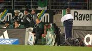 15 June 2002; Ronan O'Gara of Ireland sits on the bench after being replacement during the game  during the Summer Tour 2002 1st Test match between New Zealand and Ireland at Carisbrook in Dunedin, Otago, New Zealand. Photo by Matt Browne/Sportsfile