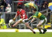 16 June 2002; Padraig Griffin of Cork in action against Brendan Fitzgerald of Kerry during the Bank of Ireland Munster Senior Football Championship Semi-Final match between Kerry and Cork at Fitzgerald Stadium in Killarney, Kerry. Photo by Brendan Moran/Sportsfile