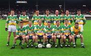 16 June 2002; The Offaly panel prior to the Bank of Ireland Leinster Senior Football Championship Semi-Final match between Kildare and Offaly at Nowlan Park in Kilkenny. Photo by Ray McManus/Sportsfile