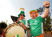 16 June 2002; Republic of Ireland supporters  Donovan and Nathan Fitzpatrick outside the stadium prior to the FIFA World Cup 2002 Round of 16 match between Spain and Republic of Ireland at Suwon World Cup Stadium in Suwon, South Korea. Photo by David Maher/Sportsfile