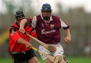 15 June 2002; Damien Hayes of Galway in action against Stephen Murray of Down during the Guinness All-Ireland Senior Hurling Championship Qualifing Round 1 match between Galway and Down at Casement Park in Belfast. Photo by Damien Eagers/Sportsfile
