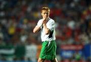16 June 2002; Damien Duff of Republic of Ireland agonises over a missed opportunity during the FIFA World Cup 2002 Round of 16 match between Spain and Republic of Ireland at Suwon World Cup Stadium in Suwon, South Korea. Photo by David Maher/Sportsfile