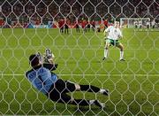 16 June 2002; Kevin Kilbane of Republic of Ireland sees his penalty kick saved by Spain goalkeeper Iker Casillas during the penalty shoot-out of the FIFA World Cup 2002 Round of 16 match between Spain and Republic of Ireland at Suwon World Cup Stadium in Suwon, South Korea. Photo by David Maher/Sportsfile