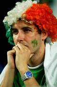 16 June 2002; A Republic of Ireland supporter following his side's defeat during their FIFA World Cup 2002 Round of 16 match against Spain at Suwon World Cup Stadium in Suwon, South Korea. Photo by David Maher/Sportsfile