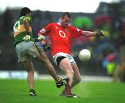 16 June 2002; Nicholas Murphy of Cork in action against Aodán Mac Gearailt of Kerry during the Bank of Ireland Munster Senior Football Championship Semi-Final match between Kerry and Cork at Fitzgerald Stadium in Killarney, Kerry. Photo by Brendan Moran/Sportsfile