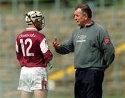 15 June 2002; Galway selector Michael McNamara, right, speaks with Alan Kerins during the Guinness All-Ireland Senior Hurling Championship Qualifing Round 1 match between Galway and Down at Casement Park in Belfast. Photo by Damien Eagers/Sportsfile