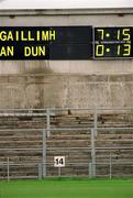15 June 2002; A view of the scoreboard at the final whistle following the Guinness All-Ireland Senior Hurling Championship Qualifing Round 1 match between Galway and Down at Casement Park in Belfast. Photo by Damien Eagers/Sportsfile