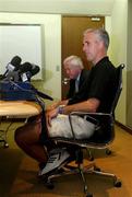 17 June 2002; Republic of Ireland manager Mick McCarthy during a Republic of Ireland press conference at the  Westin Chosun Hotel in Seoul, South Korea. Photo by David Maher/Sportsfile