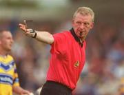 15 June 2002; Referee Pat Aherne during the Guinness All-Ireland Senior Hurling Championship Qualifying Round 1 match between Clare and Dublin at Parnell Park in Dublin. Photo by Ray McManus/Sportsfile