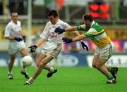 16 June 2002; John Doyle of Kildare in action against Finbar Cullen of Offaly during the Bank of Ireland Leinster Senior Football Championship Semi-Final match between Kildare and Offaly at Nowlan Park in Kilkenny. Photo by Ray McManus/Sportsfile