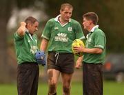 18 June 2002; Ronan O'Gara, right, pictured with team-mates David Humpherys, left, and Gary Longwell during an Ireland Rugby squad training session at The Teachers Eastern Rugby Club in Auckland, New Zealand. Photo by Matt Browne/Sportsfile