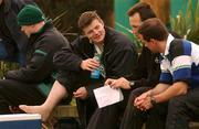 18 June 2002; Brian O'Driscoll, second from left, sits out an Ireland Rugby squad training session due to an injury, at The Teachers Eastern Rugby Club in Auckland, New Zealand. Photo by Matt Browne/Sportsfile