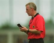 15 June 2002; Referee Pat Aherne during the Guinness All-Ireland Senior Hurling Championship Qualifying Round 1 match between Clare and Dublin at Parnell Park in Dublin. Photo by Ray McManus/Sportsfile