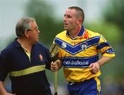 15 June 2002; Clare's Colin Lynch leaves the field with a blood injury during the Guinness All-Ireland Senior Hurling Championship Qualifying Round 1 match between Clare and Dublin at Parnell Park in Dublin. Photo by Ray McManus/Sportsfile