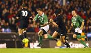 22 June 2002; Brian O'Driscoll of Ireland in action against Marty Holah, right, and Andrew Mehrtens of New Zealand during the Summer Tour 2002 2nd Test match between New Zealand and Ireland at Eden Park in Auckland, New Zealand. Photo by Matt Browne/Sportsfile