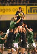 22 June 2002; Chris Jack of New Zealand takes the ball in the lineout from Simon Easterby of Ireland during the Summer Tour 2002 2nd Test match between New Zealand and Ireland at Eden Park in Auckland, New Zealand. Photo by Matt Browne/Sportsfile