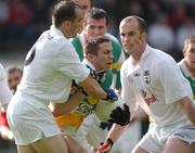 22 June 2002; Alan McNamee of Offaly in action against Tom Harris, left, and Killian Brennan of Kildare during the Bank of Ireland Leinster Senior Football Championship Semi-Final Replay match between Kildare and Offaly at Nowlan Park in Kilkenny. Photo by Brendan Moran/Sportsfile