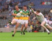 23 June 2002; Gary Mahon of Offaly in action against Frank Ryder of Kildare during the Bank of Ireland Leinster Junior Football Championship Semi-Final match between Offaly and Kildare at Croke Park in Dublin. Photo by Brian Lawless/Sportsfile